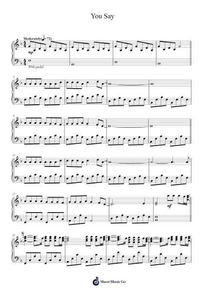 You Say Sheet Music by Lauren Daigle-Arr.Stilfey Fitznise