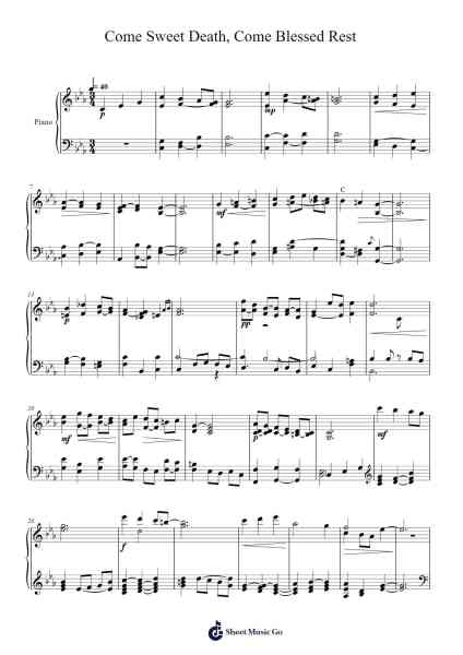 Come, Sweet Death, Come Blessed Rest Sheet Music by Johann Sebastian Bach-Arr.Stowemon