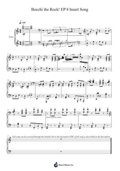 Bocchi the Rock! EP 8 Insert Song Sheet Music by Kayoko Kusano-Arr.Wyattnix Abniel
