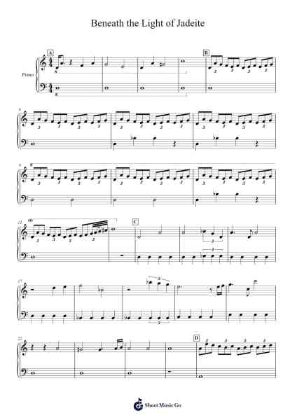 Beneath the Light of Jadeite Sheet Music by Eddie Piano-Arr.Hula