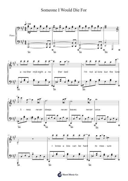 Someone I Would Die For Sheet Music by Lewis Capaldi-Arr.Spenvice