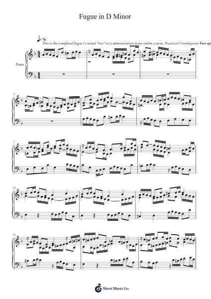 Fugue in D Minor Sheet Music by Popthus-Arr.Efbooth Borgfe