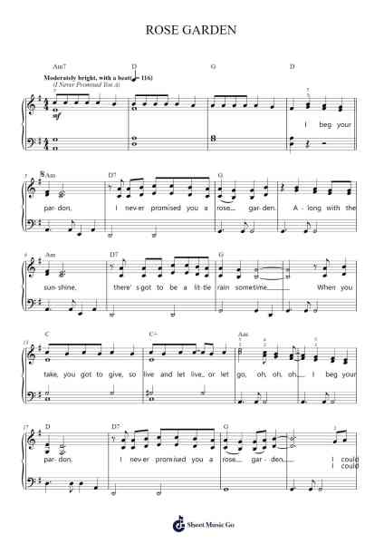 (I Never Promised You A) Rose Garden Sheet Music by Lynn Anderson-Arr.Yetbur Jacmill