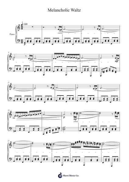 Melancholic Waltz Sheet Music by Masao Aichi-Arr.Otnold