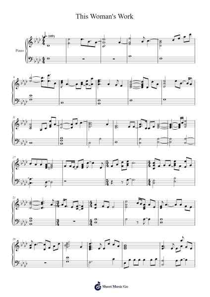 This Woman's Work Sheet Music by Kate Bush-Arr.Manssom Pulwylde