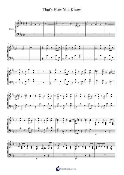 That's How You Know Sheet Music by Amy Adams-Arr.Paydice