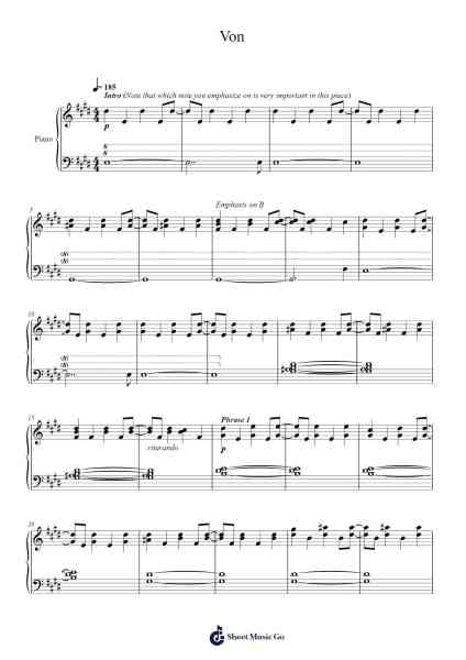 Von Sheet Music by Yoko Kanno-Arr.Herkyle