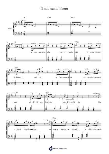 Il mio canto libero Sheet Music by Lucio Battisti-Arr.Jerhue