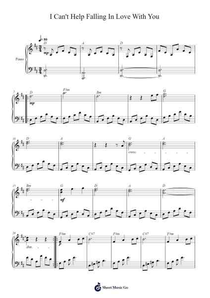 I Can't Help Falling In Love With You Sheet Music by Elvis Presley-Arr.Longbohm