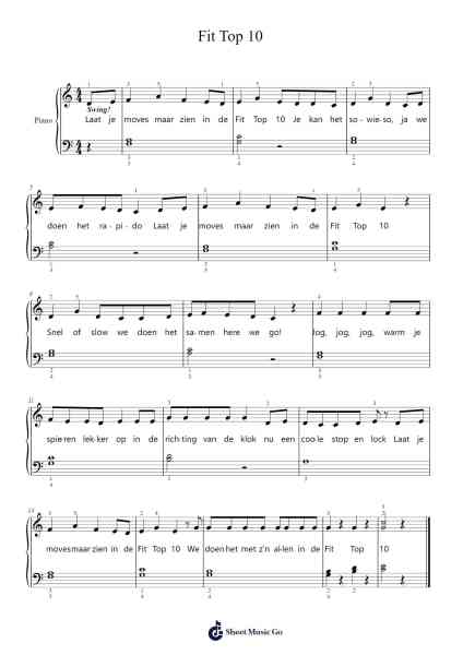 Fit Top 10 Sheet Music by Kinderen voor Kinderen-Arr.Xefunk Huttrick