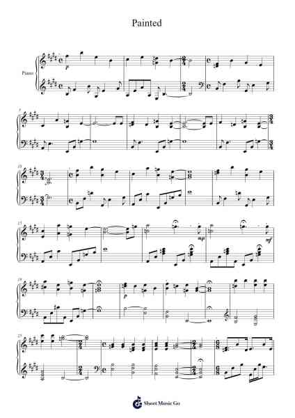 Painted Sheet Music by Yiruma-Arr.Whittrine Pruham