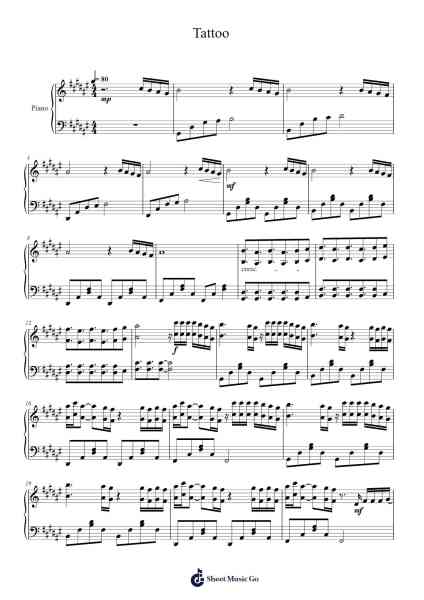 Tattoo Sheet Music by Loreen-Arr.Huce Earlville