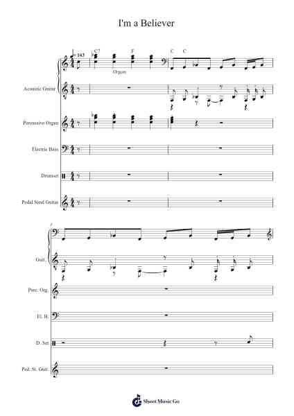 I'm a Believer Musica per pianoforte di The Monkees - Arr.Snowcol
