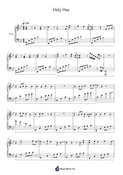 Only One Sheet Music by Zia-Arr.Yalegus