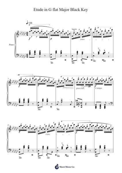 Etude in G-flat Major, Op. 10, No. 5 "Black Key" Sheet Music by Frédéric Chopin-Arr.Brandwight Gillget
