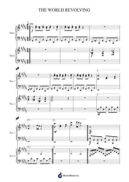 THE WORLD REVOLVING Sheet Music by Toby Fox-Arr.Make
