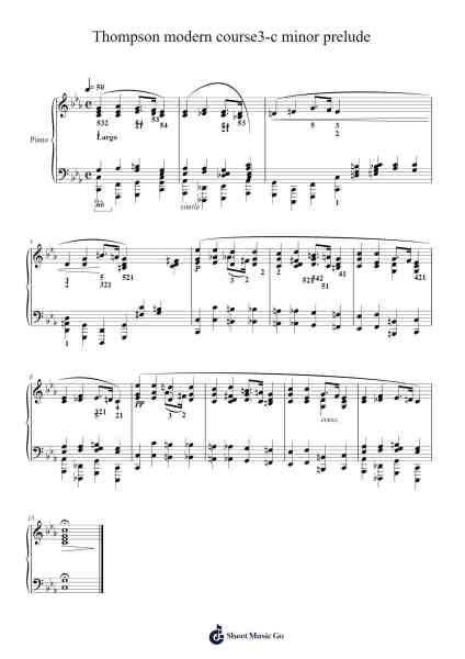 Thompson modern course3-c minor prelude Sheet Music by John Thompson-Arr.Turdrea
