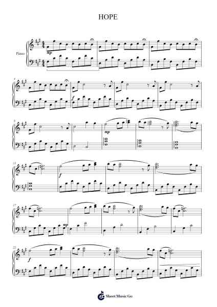 HOPE in F# Minor Sheet Music by Wibush-Arr.Raemen