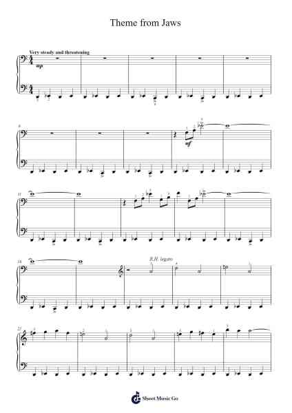 Theme from Jaws Sheet Music by John Williams-Arr.Ruthives Sibylxy