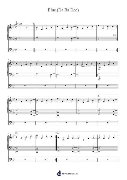 Blue (Da Ba Dee) Sheet Music by Eiffel 65-Arr.Gosnix