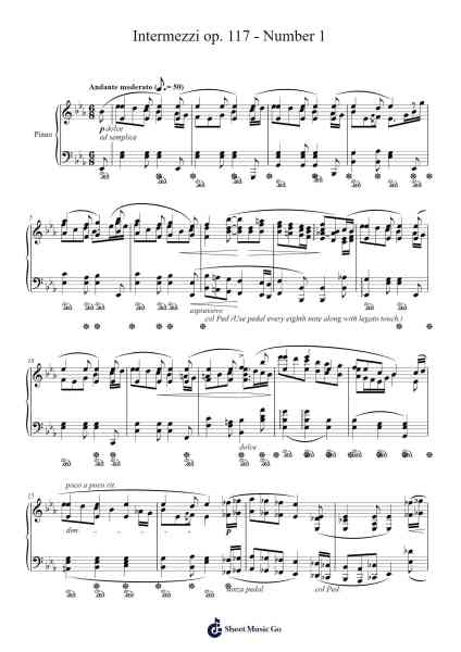 Three Intermezzi op. 117 - Number 1 Sheet Music by Johannes Brahms-Arr.Conpiers