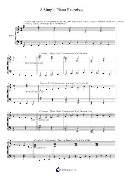 8 Simple Piano Exercises Sheet Music by Ryan Moeller-Arr.Wano'neil Orn