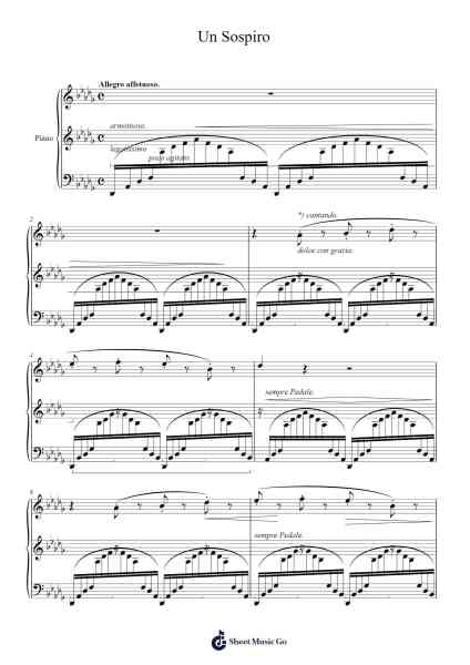 Trois Études de Concert, S. 144: No. 3 Étude in D♭ Major, "Un Sospiro" Sheet Music by Franz Liszt-Arr.Holmesney Cliffcol