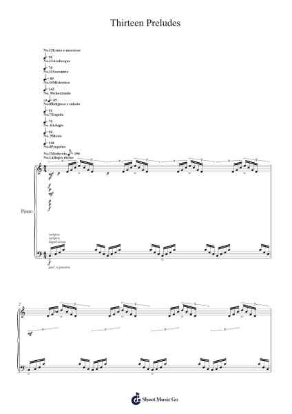 Thirteen Preludes for Solo Piano Sheet Music by Tony Gemayel-Arr.Sweetxe Goldthune
