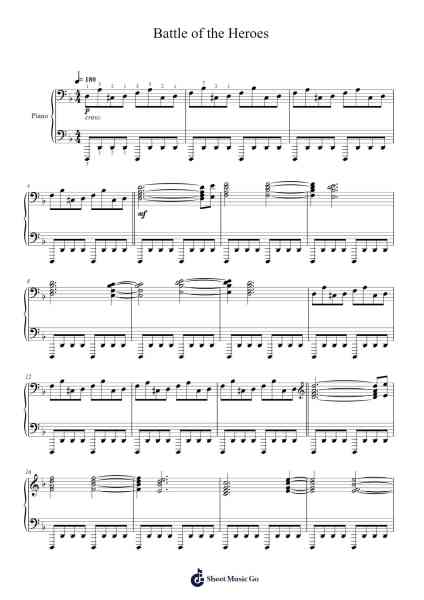 Battle of the Heroes Sheet Music by bdf1975-Arr.Bunkyle Wanmia