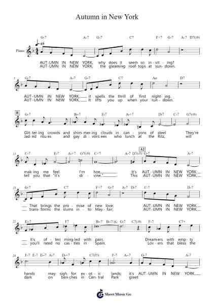 Autumn in New York Sheet Music by Vernon Duke-Arr.Brewsriah Lesrald