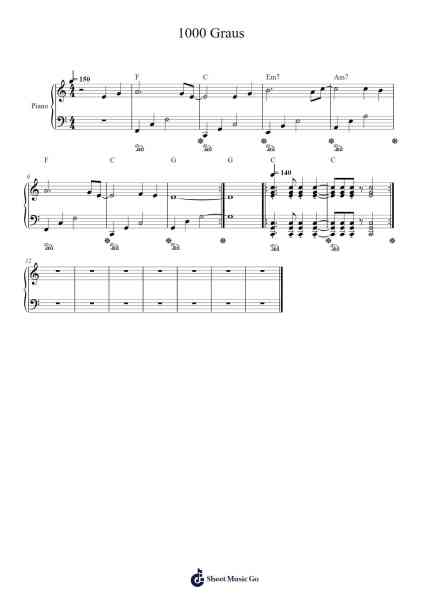 1000 Graus Sheet Music by Renascer Praise-Arr.Bosdric