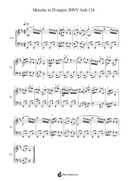 Musette in D Major, BWV Anh. 126 Sheet Music by Johann Sebastian Bach-Arr.Colhill Crichjo