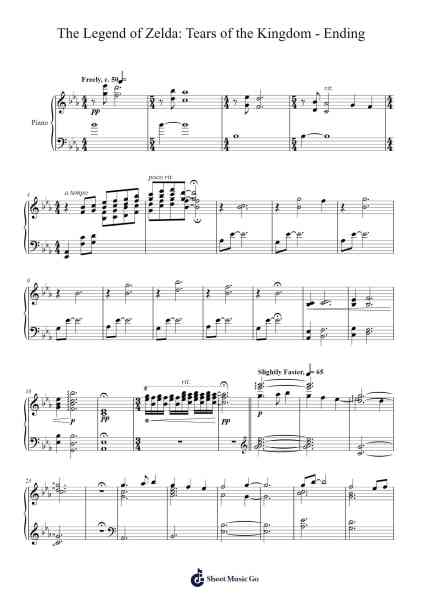 The Legend of Zelda: Tears of the Kingdom - Ending Sheet Music by Hajime Wakai/Manaka Kataoka/Maasa Miyoshi/Masato Ohashi/Tsukasa Usui-Arr.Jerhue