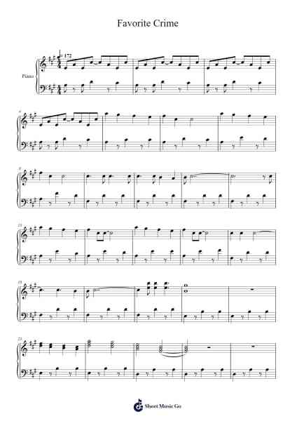Favorite Crime Sheet Music by Olivia Rodrigo-Arr.Warge
