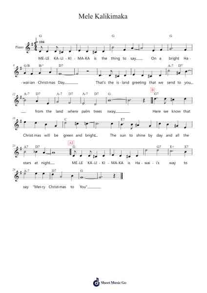 Mele Kalikimaka (Hawaiian Christmas Song) Sheet Music by R. Alex Anderson-Arr.Brandwight Gillget