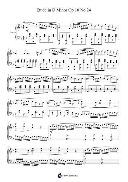 Etude in D Minor Op 10 No 24 Sheet Music by Yvesmeg Todrey-Arr.Crichriet Hawreen