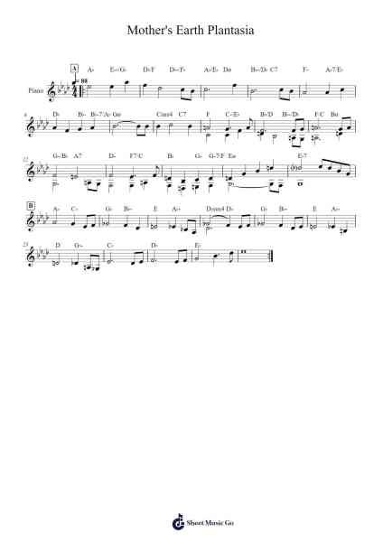 Mother's Earth Plantasia Sheet Music by Mort Garson-Arr.Reywood
