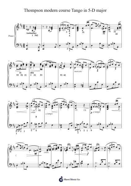 Thompson modern course Tango in 5-D major Sheet Music by John Thompson-Arr.Primeg