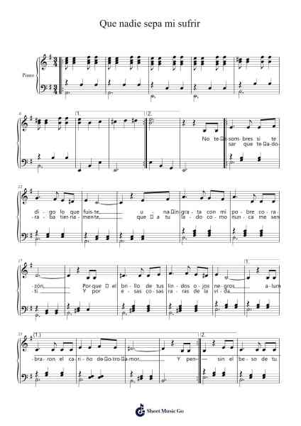 Que nadie sepa mi sufrir Sheet Music by Ángel Cabral-Arr.Hubpir