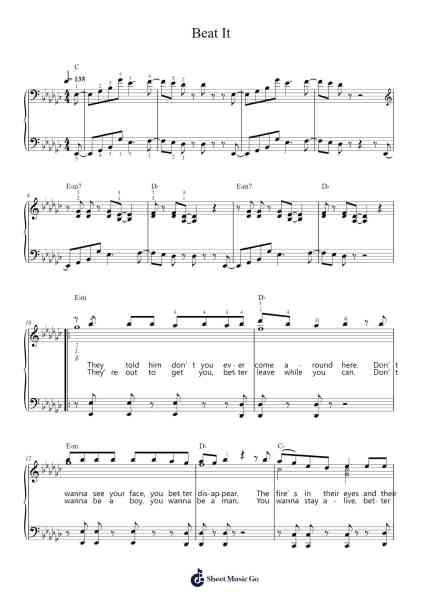 Beat It Sheet Music by Michael Jackson-Arr.Alickbush