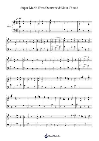 Super Mario Bros Overworld/Main Theme Sheet Music by Koji Kondo-Arr.Springlome Xebloor