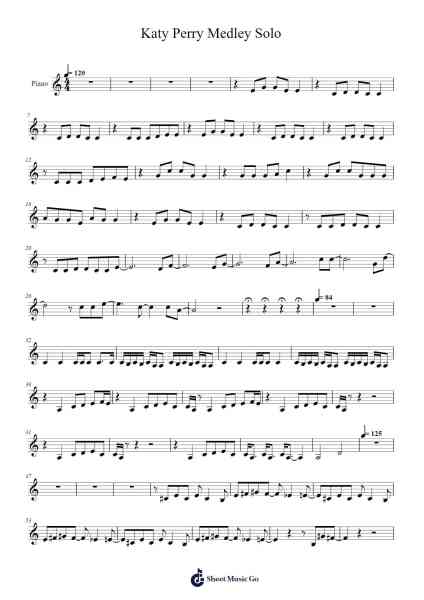 Katy Perry Medley Solo Sheet Music by -Arr.Yetjeames Sailsdia