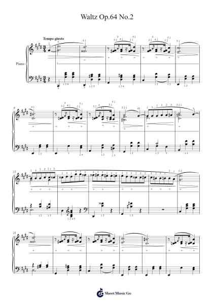 Waltz Op. 64 No. 2 in C-sharp Minor Sheet Music by Frédéric Chopin-Arr.Urkuk Joneswat
