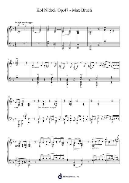 Kol Nidrei, Op. 47 Sheet Music by Max Bruch-Arr.Norgiles