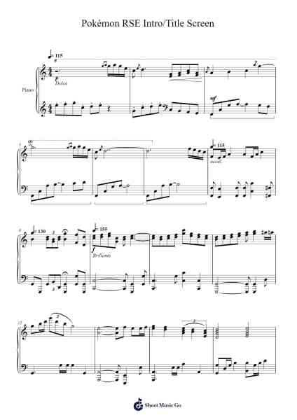 Pokémon RSE Intro/Title Screen Sheet Music by Gō Ichinose-Arr.Swinale Reedria