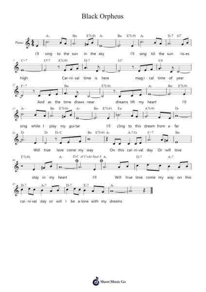 Black Orpheus Sheet Music by Luiz Bonfá-Arr.Faitheten Finntham