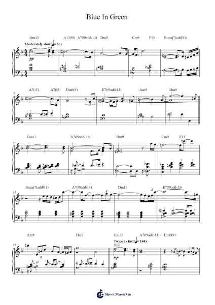 Blue In Green Sheet Music by Bill Evans/Miles Davis-Arr.Deanlay Dulsnow