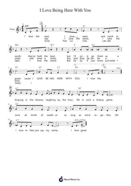 I Love Being Here With You Sheet Music by Peggy Lee/Bill Shluger-Arr.Brownemeg