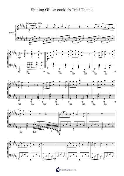Shining Glitter cookie's Trial Theme Sheet Music by Boothphen Rybes-Arr.Wykerr