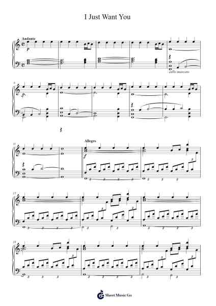 I Just Want You Sheet Music by Robert Duncan-Arr.Anolds